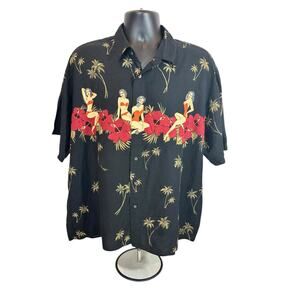 Natural Issue Men’s Hawaiian Shirt, Black, XL